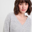 Pull avec col en V gris foncé femme