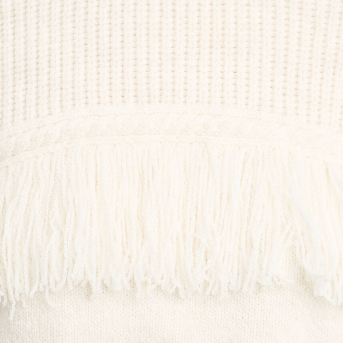 Pull avec franges ecru femme