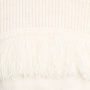 Pull avec franges ecru femme