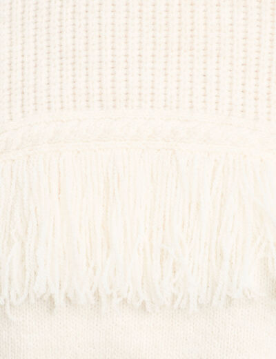 Pull avec franges ecru femme