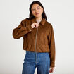 Veste effet boule oversize cropped marron femme