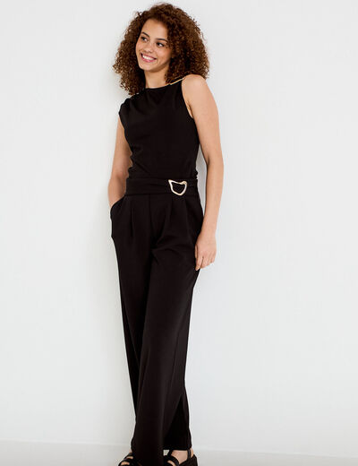 Pantalon bootcut avec ceinture noir femme