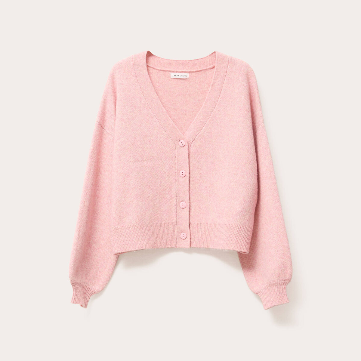 Gilet manches longues rose clair femme