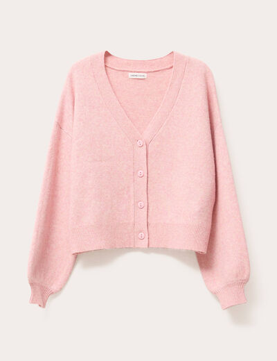 Gilet manches longues rose clair femme