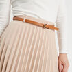 Jupe évasée plissée ceinturée sable femme