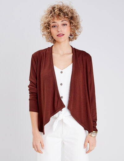 Cardigan col en V marron femme