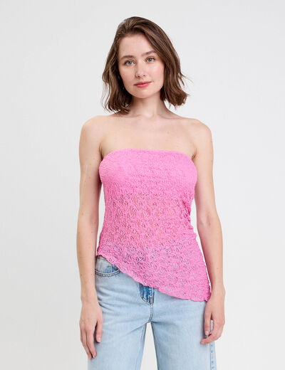 Bandeau ajusté sans manches dentelle rose femme