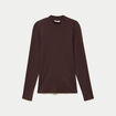 T-shirt ajust&eacute; manches longues marron fonc&eacute; femme