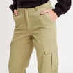 Pantalon droit cargo vert olive femme