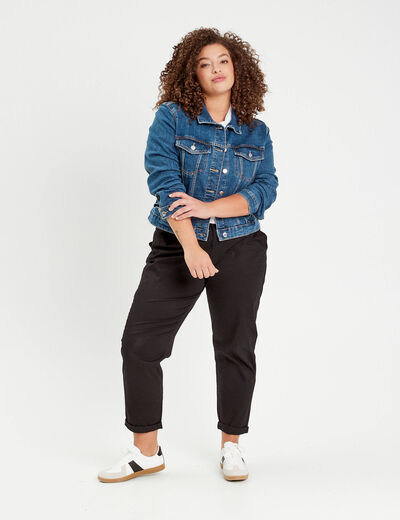 Veste droite en jean denim stone femme