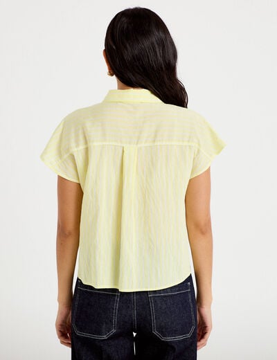 Chemise ample pliss&eacute;e manches courtes jaune femme