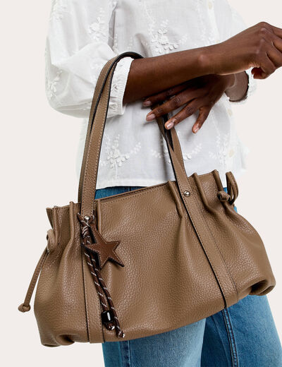 Sac port&eacute; &eacute;paule beige femme