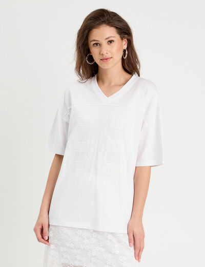 T-shirt manches courtes blanc femme