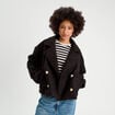Caban court boutonné noir femme
