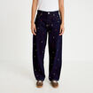 Jean barrel avec broderie bleu marine femme