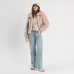 Veste courte en fausse fourrure sable femme