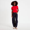 T-shirt col rond manches courtes rouge femme