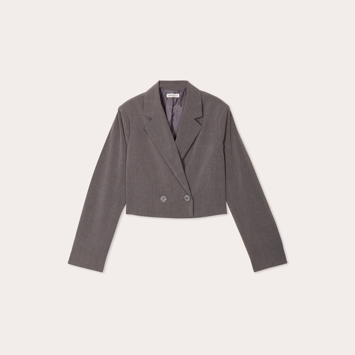Veste blazer droite courte gris foncé femme