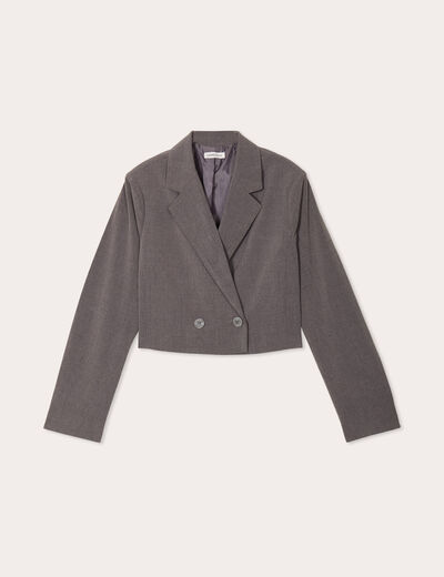 Veste blazer droite courte gris foncé femme
