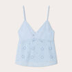 Débardeur broderie anglaise bleu clair femme