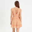 Robe évasée taille smockée orange femme