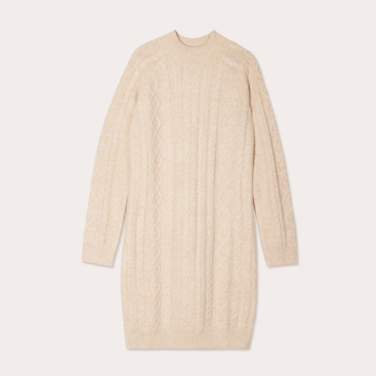 Robe pull ajustée torsades sable femme
