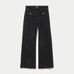 Jean wide leg cropped taille haute denim noir femme
