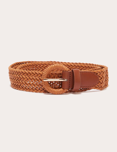 Ceinture tressée camel femme