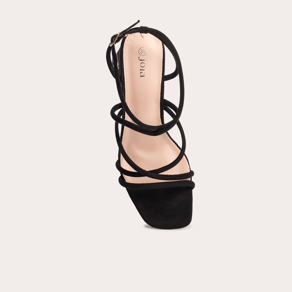 Sandales à talon aspect daim noir femme