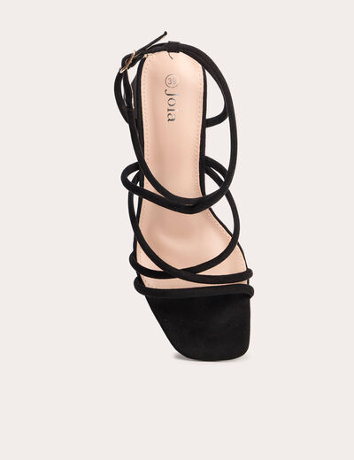 Sandales à talon aspect daim noir femme