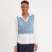 Pull sans manches col en V bleu pastel femme