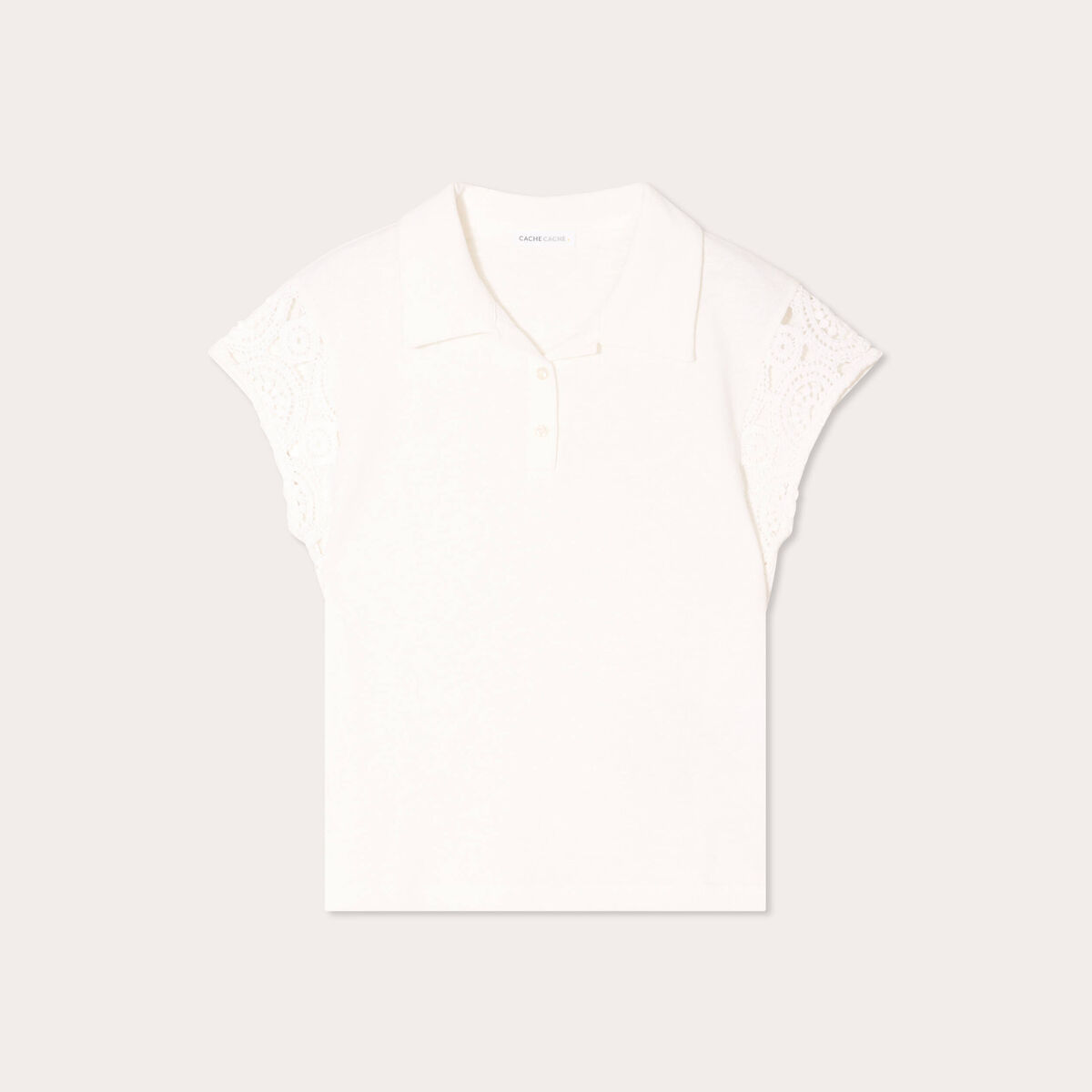 Polo manches courtes ecru femme