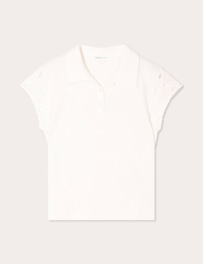 Polo manches courtes ecru femme