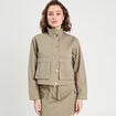 Veste droite col montant vert kaki femme