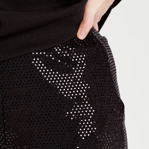 Short ajusté avec sequins noir femme