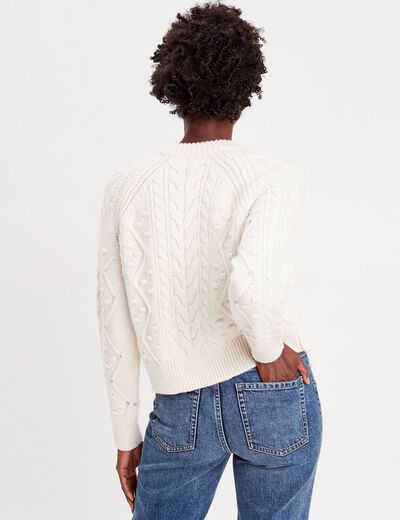 Pull d&eacute;tails bijoux ivoire femme