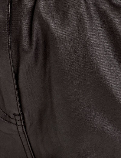 Pantalon slouchy enduit 7/8ème noir femme