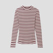 T-shirt cintr&eacute; col montant marron clair femme