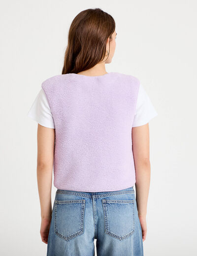 Veste sans manches effet polaire parme femme