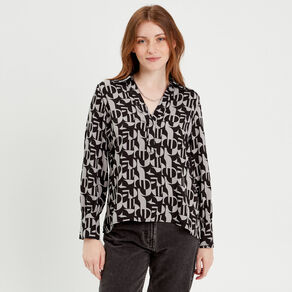 Chemise manches longues gris femme