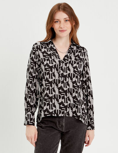Chemise manches longues gris femme