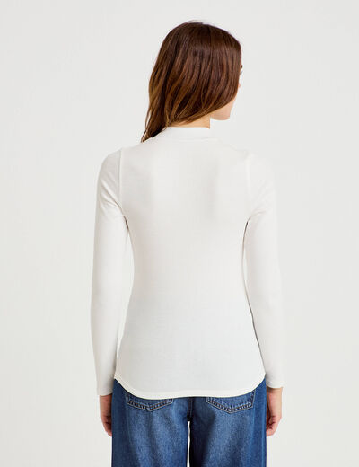 T-shirt ajust&eacute; manches longues ecru femme