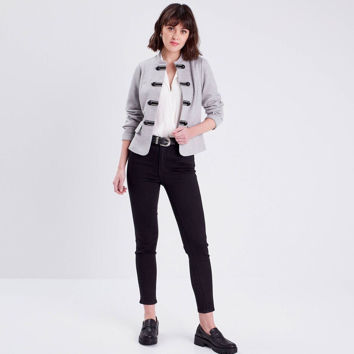 Jeans slim 5 poches denim noir femme