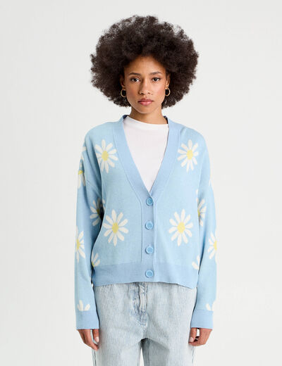 Gilet manches longues bleu pastel femme