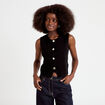 Gilet sans manches cropped noir femme
