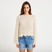 Pull manches longues ecru femme