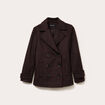 Caban col tailleur manches longues marron fonc&eacute; femme