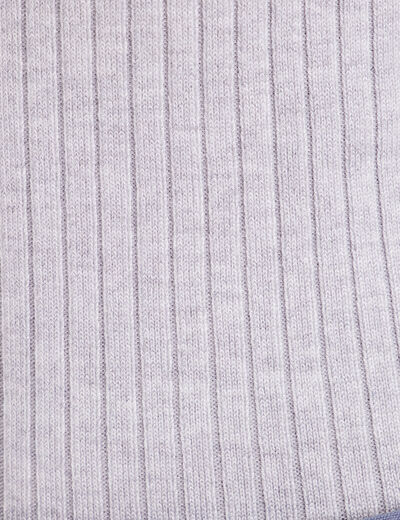 Pull col roulé côtelé gris clair femme