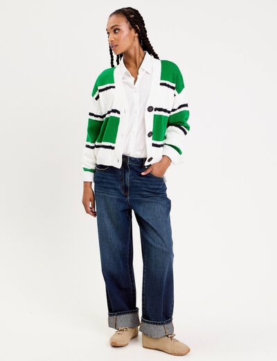 gilet manches longues vert femme