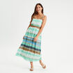 Robe longue évasée bretelles bleu femme